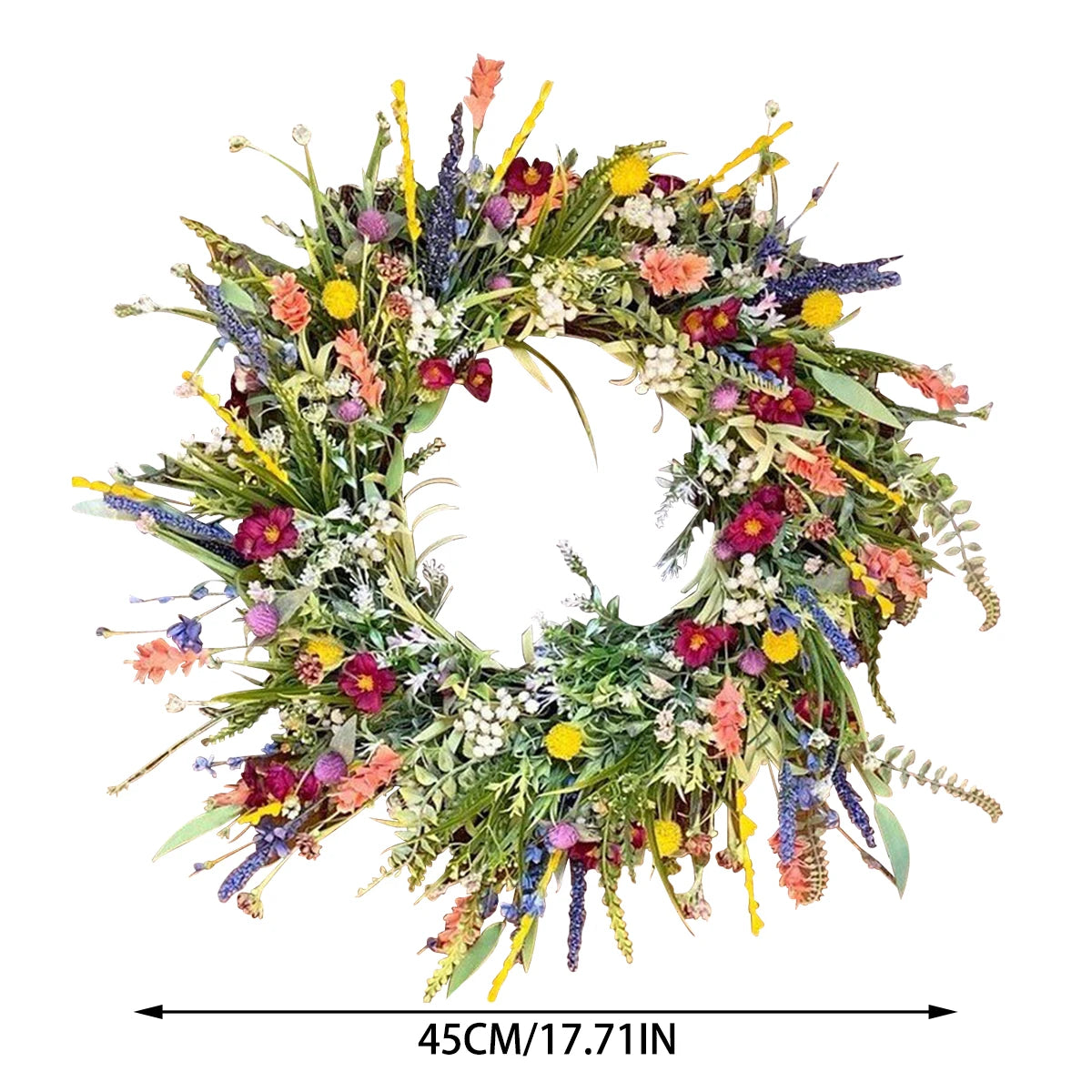Spring Artificial Flower Wreath Wildflower Floral