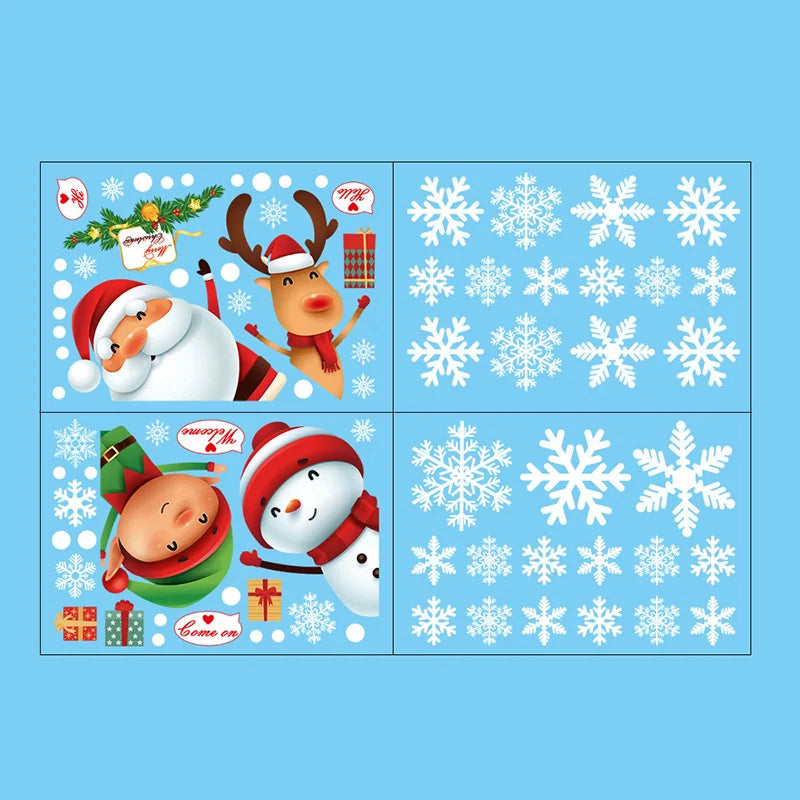 Christmas Window Glass Decal Santa Claus Snowflake