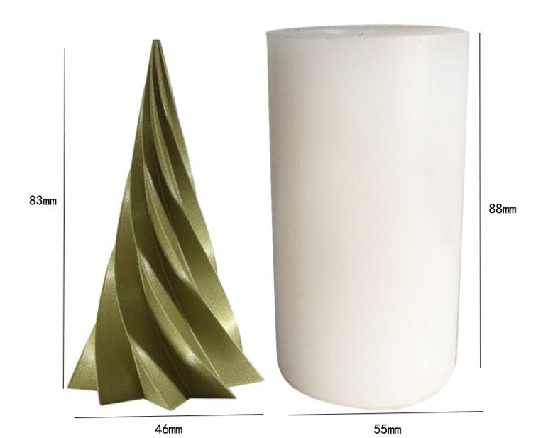 Luxury Christmas Spiral Christmas Tree Aromatherapy Candle Silicone Mold Cone Christmas Tree Epoxy Plaster