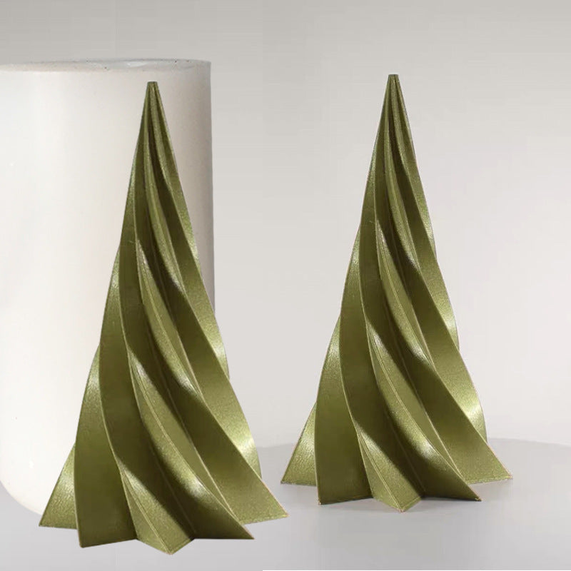 Luxury Christmas Spiral Christmas Tree Aromatherapy Candle Silicone Mold Cone Christmas Tree Epoxy Plaster