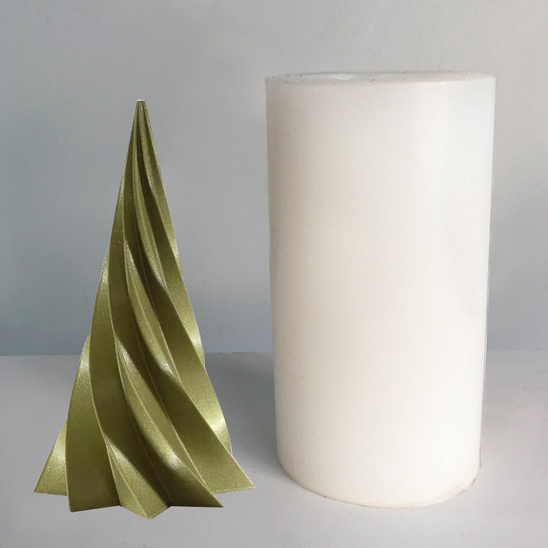 Luxury Christmas Spiral Christmas Tree Aromatherapy Candle Silicone Mold Cone Christmas Tree Epoxy Plaster