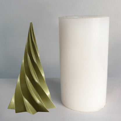 Luxury Christmas Spiral Christmas Tree Aromatherapy Candle Silicone Mold Cone Christmas Tree Epoxy Plaster