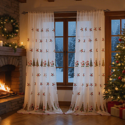 New American Christmas Curtain Christmas Tree Embroidery