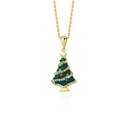 Christmas Tree Female Necklace Gold Plated