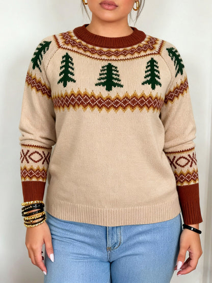 Christmas Tree Brocade Sweater Female