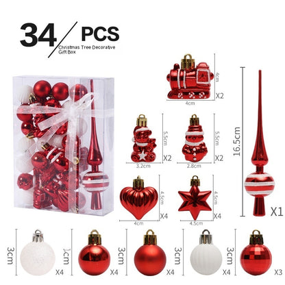 Christmas Decorations Ball 34 Pieces Set Christmas Tree Pendant