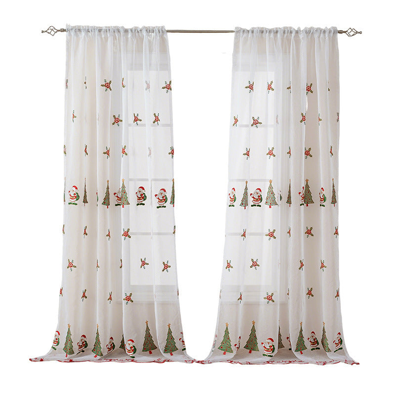 New American Christmas Curtain Christmas Tree Embroidery