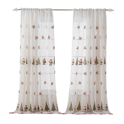 New American Christmas Curtain Christmas Tree Embroidery