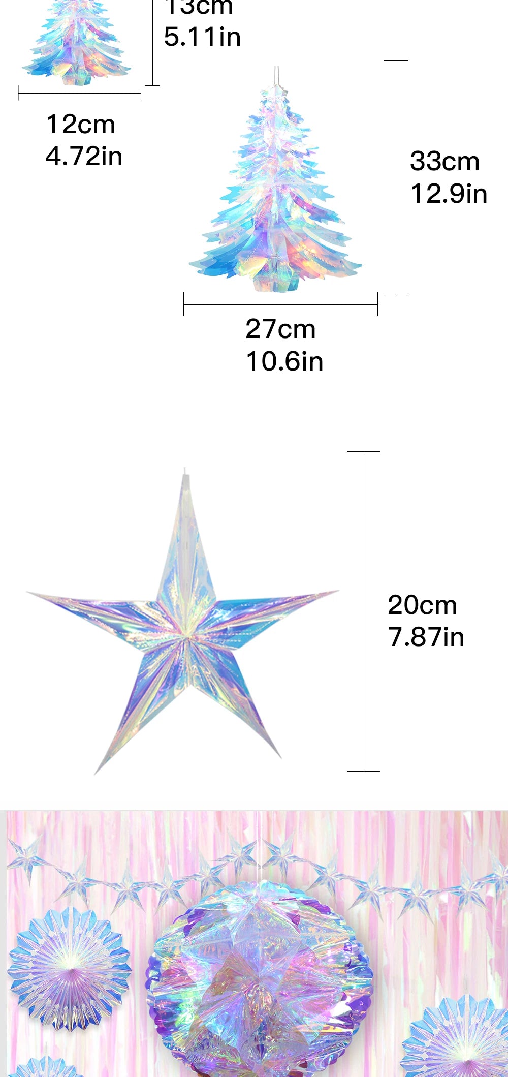 Iridescent Shiny Rainbow Honeycomb Snowflake