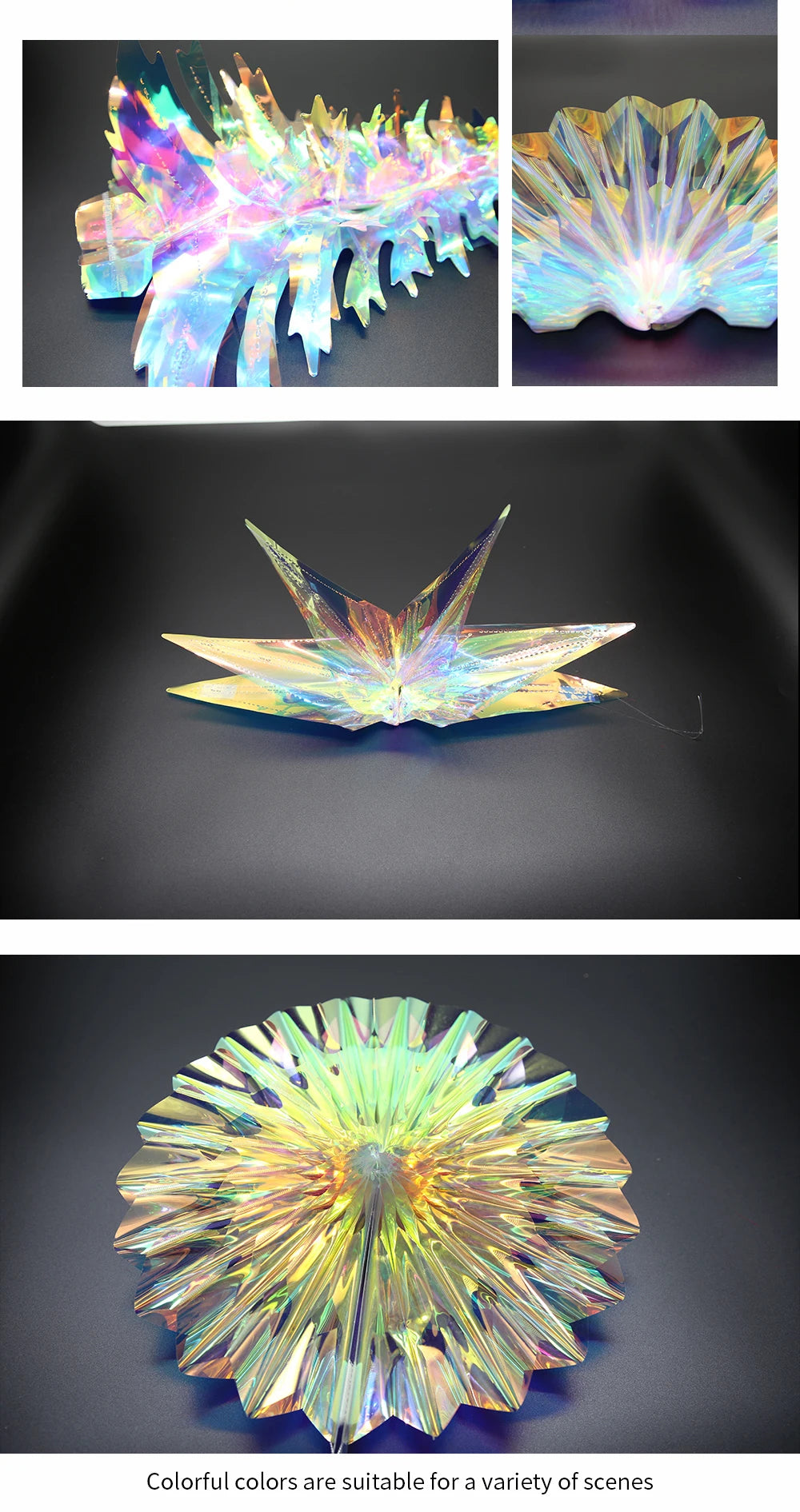 Iridescent Shiny Rainbow Honeycomb Snowflake