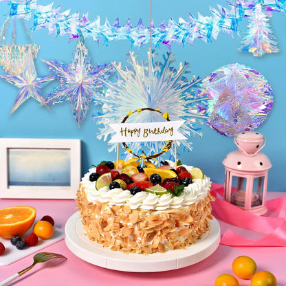 Iridescent Shiny Rainbow Honeycomb Snowflake