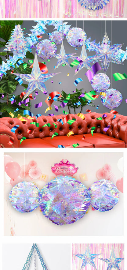 Iridescent Shiny Rainbow Honeycomb Snowflake