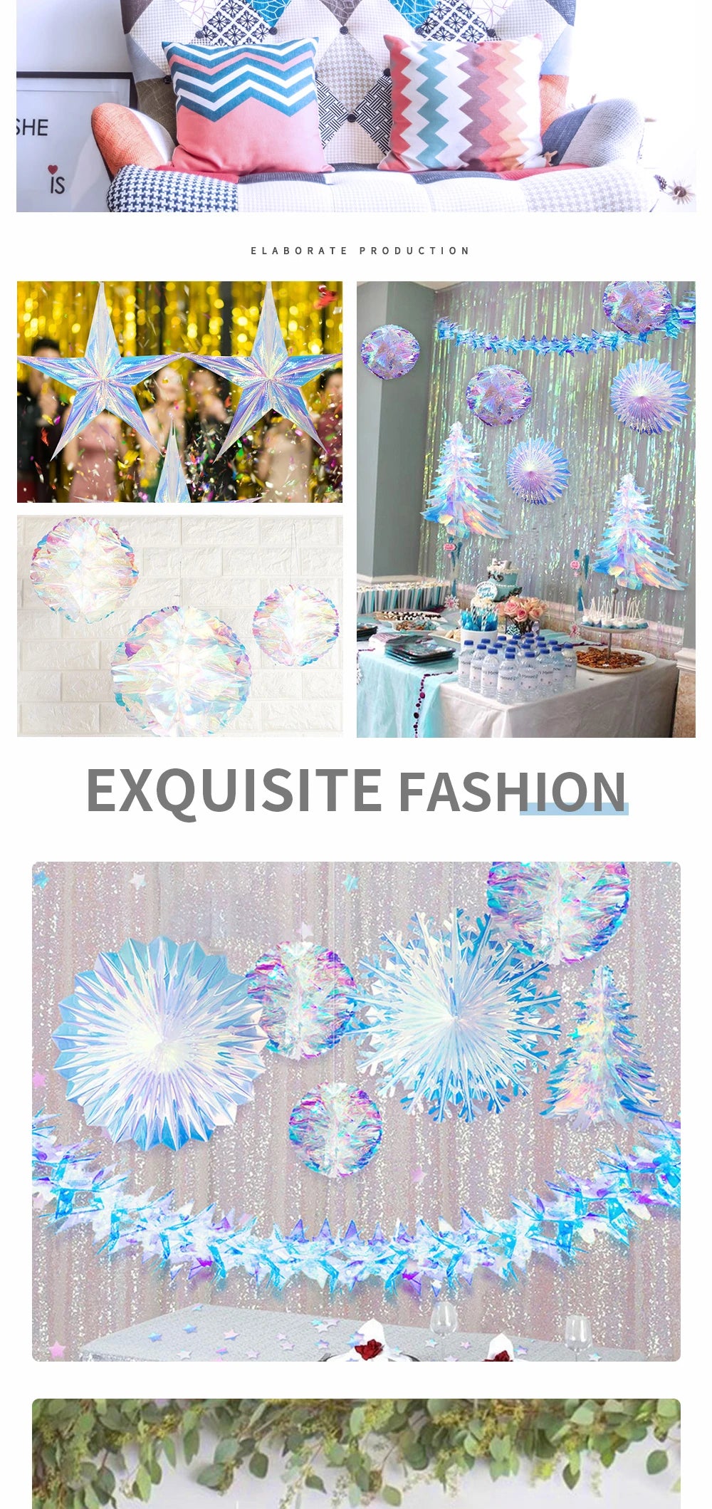 Iridescent Shiny Rainbow Honeycomb Snowflake