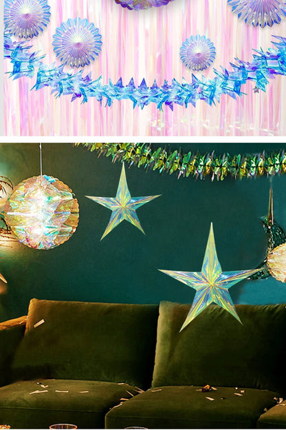 Iridescent Shiny Rainbow Honeycomb Snowflake