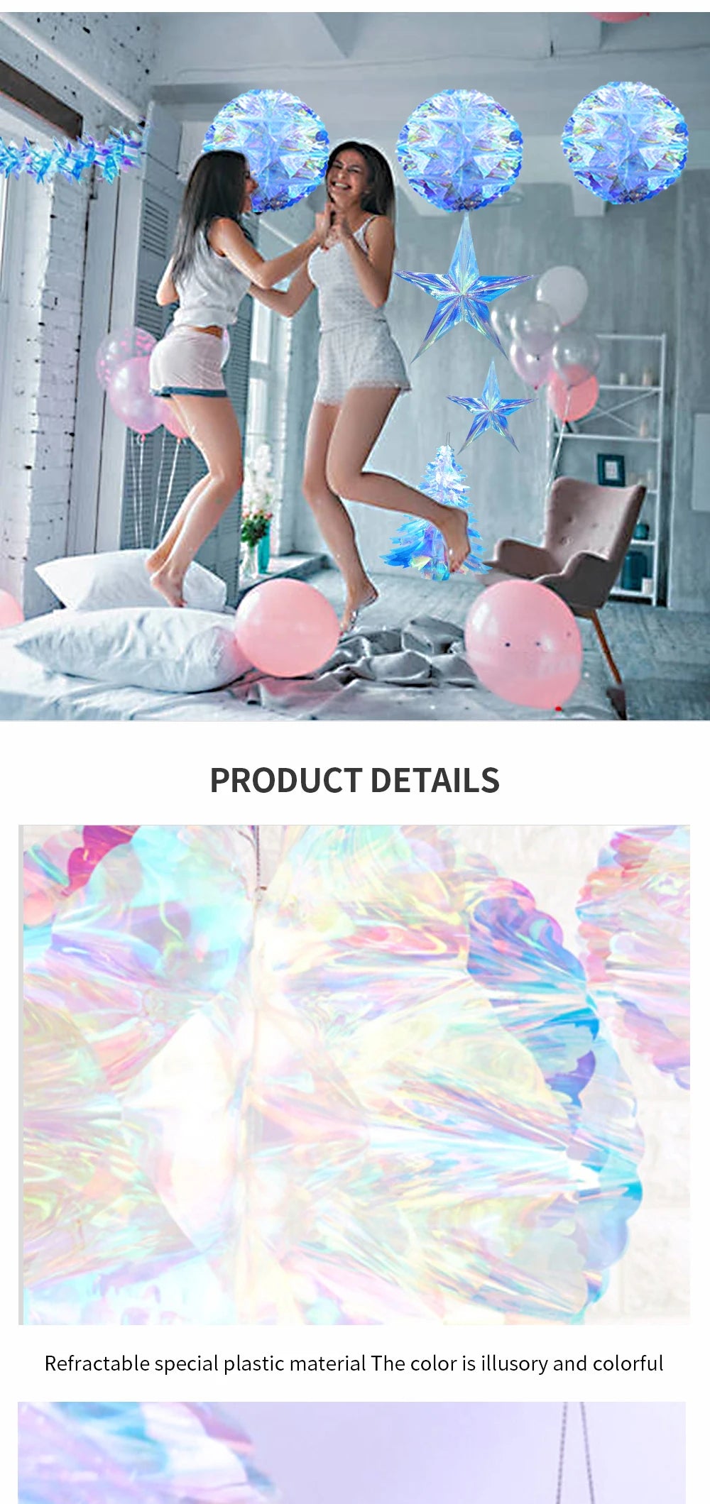 Iridescent Shiny Rainbow Honeycomb Snowflake