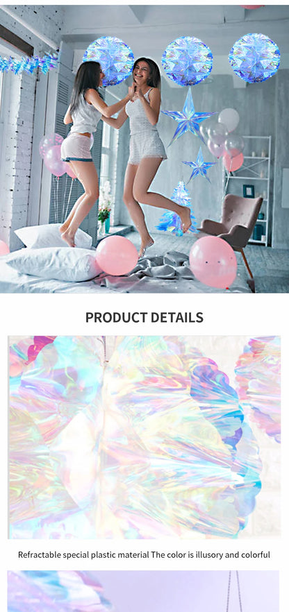 Iridescent Shiny Rainbow Honeycomb Snowflake