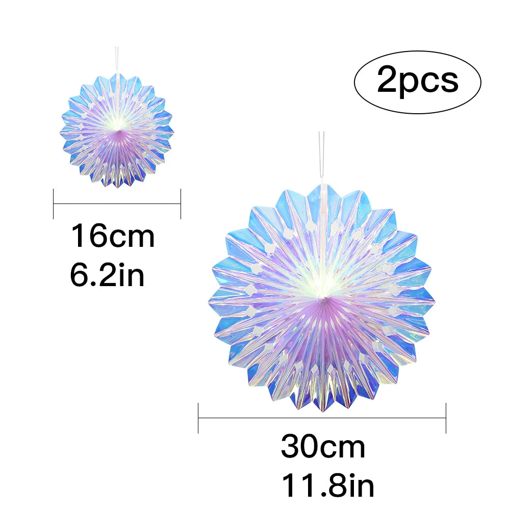 Iridescent Shiny Rainbow Honeycomb Snowflake