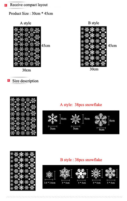 38 Pcs/Lot Snowflake Electrostatic Wall Stickers