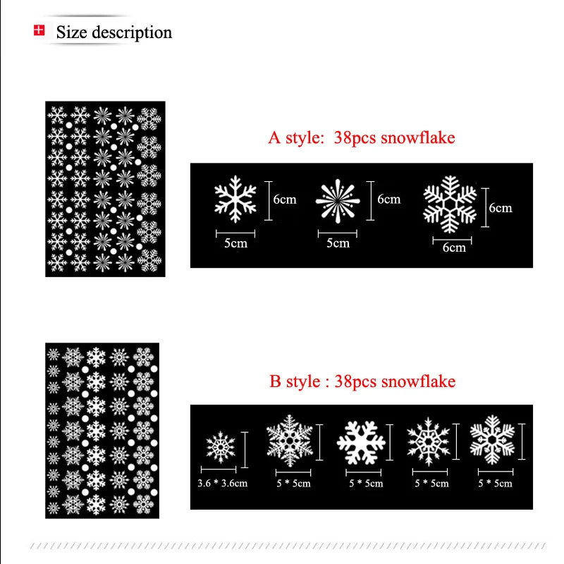 38 Pcs/Lot Snowflake Electrostatic Wall Stickers