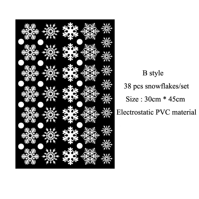 38 Pcs/Lot Snowflake Electrostatic Wall Stickers