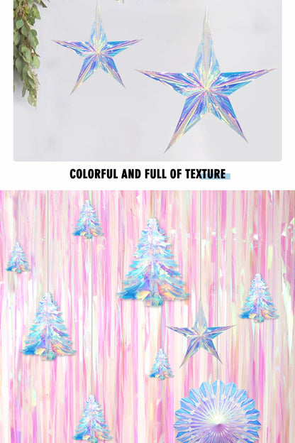 Iridescent Shiny Rainbow Honeycomb Snowflake