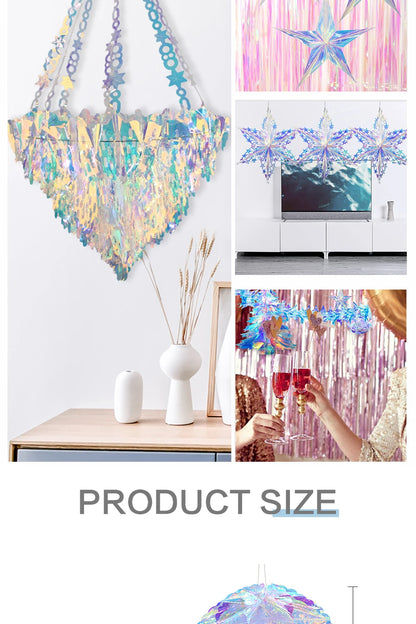 Iridescent Shiny Rainbow Honeycomb Snowflake