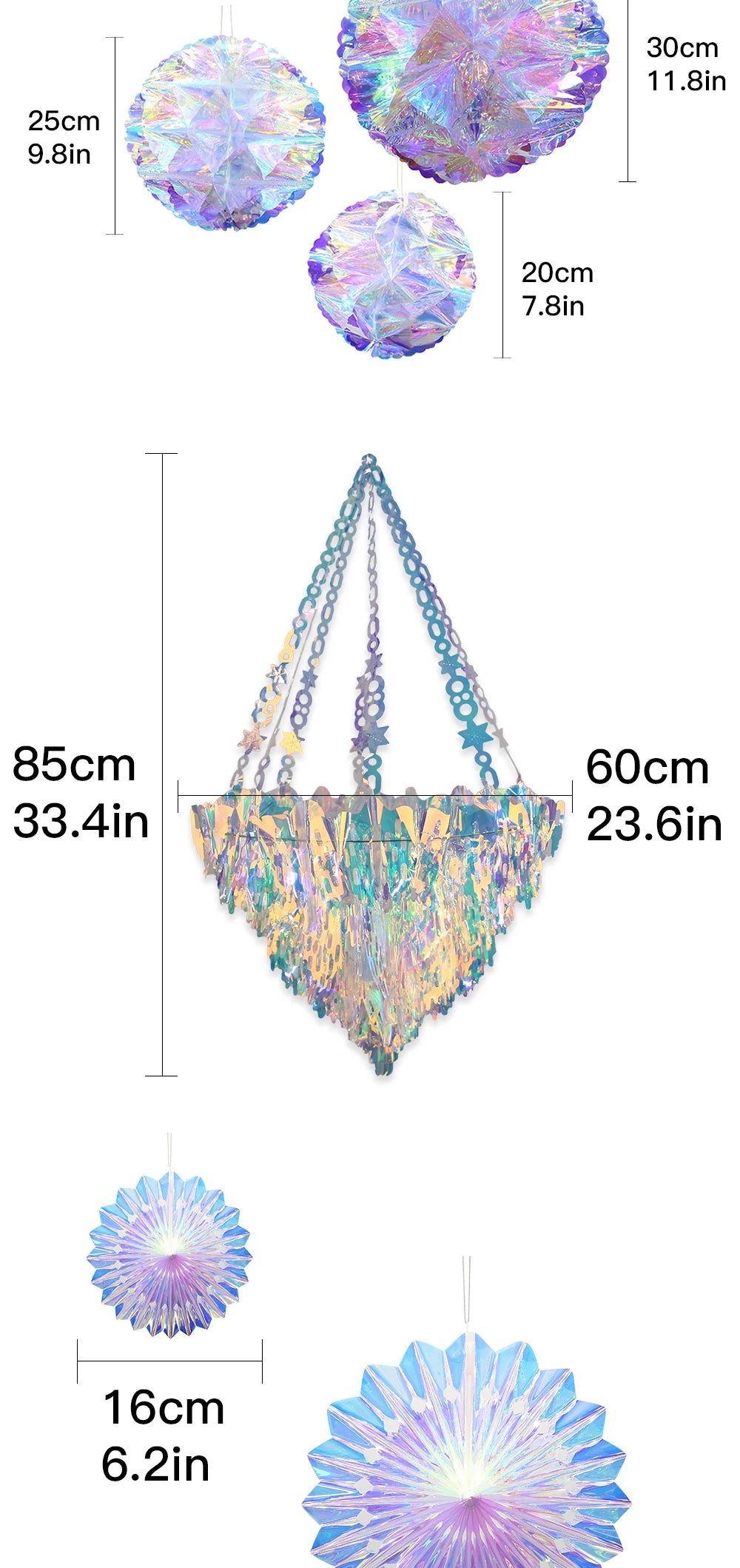 Iridescent Shiny Rainbow Honeycomb Snowflake