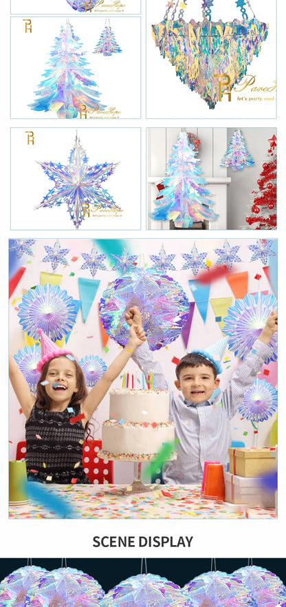 Iridescent Shiny Rainbow Honeycomb Snowflake