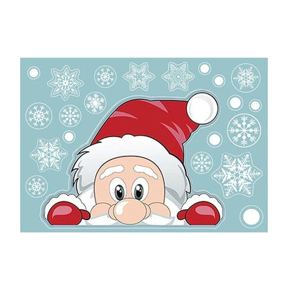 Christmas Window Glass Decal Santa Claus Snowflake