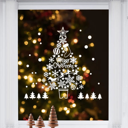 Christmas Santa Claus Snowflake Glass Windows