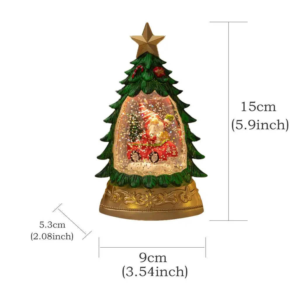 Tree Shape Snow Globe Water Lantern Christmas Snow