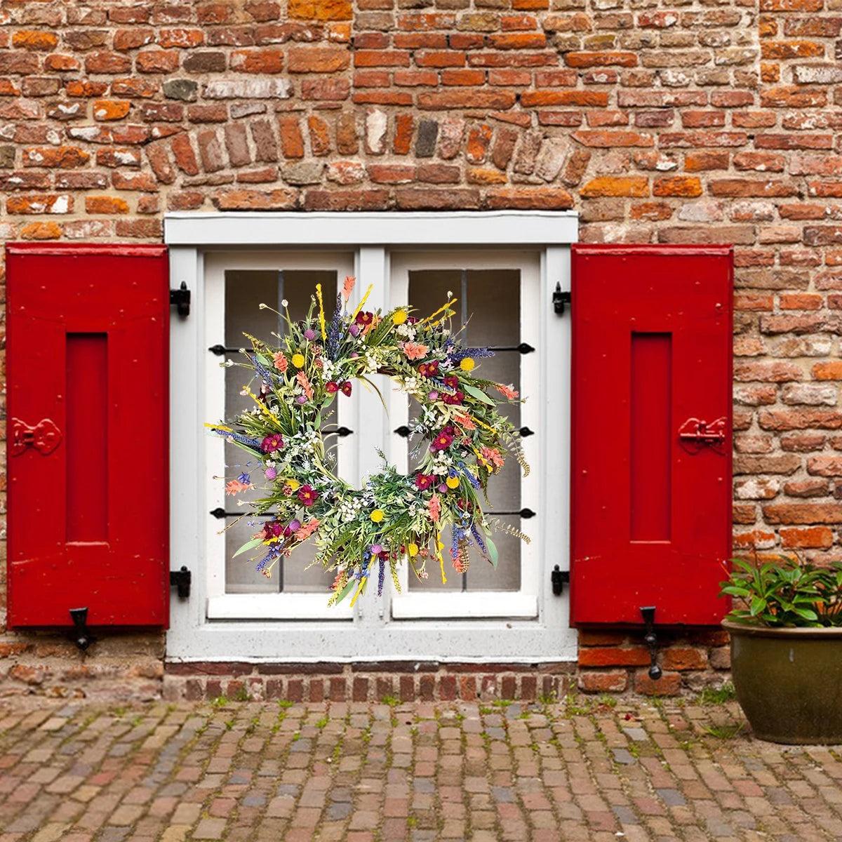 Spring Artificial Flower Wreath Wildflower Floral