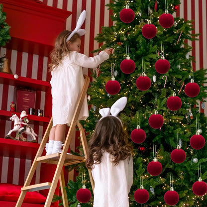 6cm Wine Red Velvet Christmas Balls for Xmas Tree
