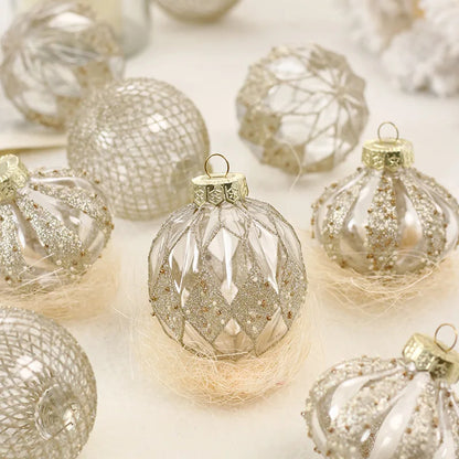 Clear Christmas Balls Ornaments Set 9Pcs 3.15