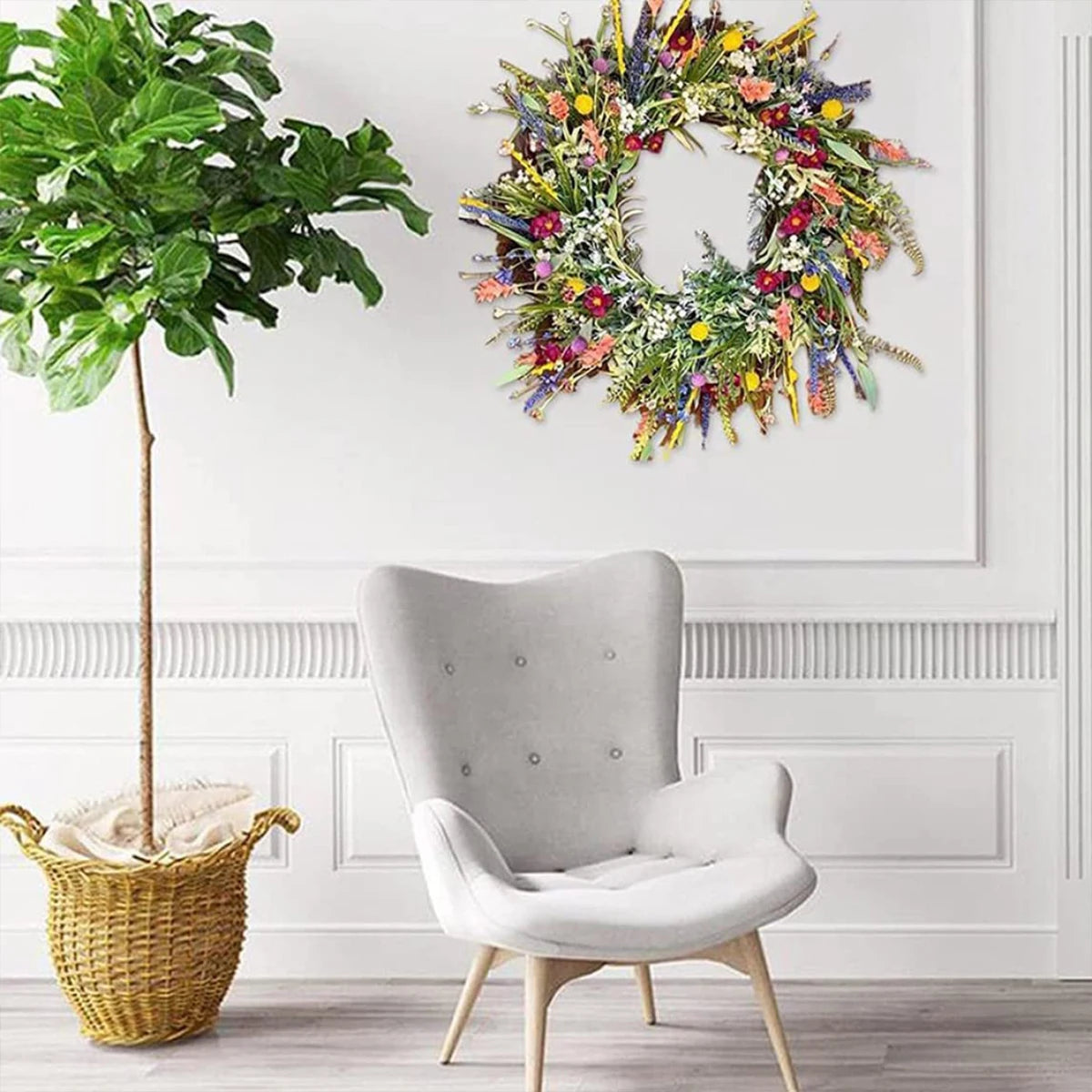 Spring Artificial Flower Wreath Wildflower Floral