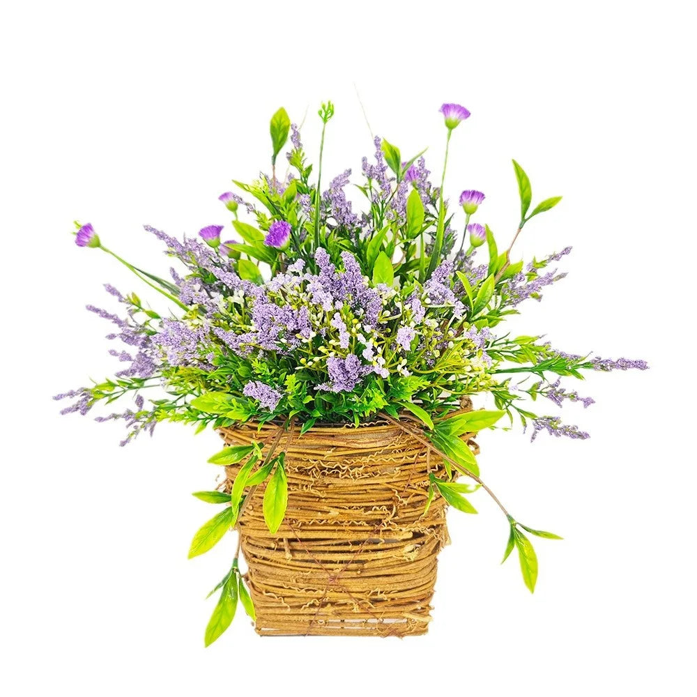 Artificial Flower Wreath Spring Summer Wildflowers Door