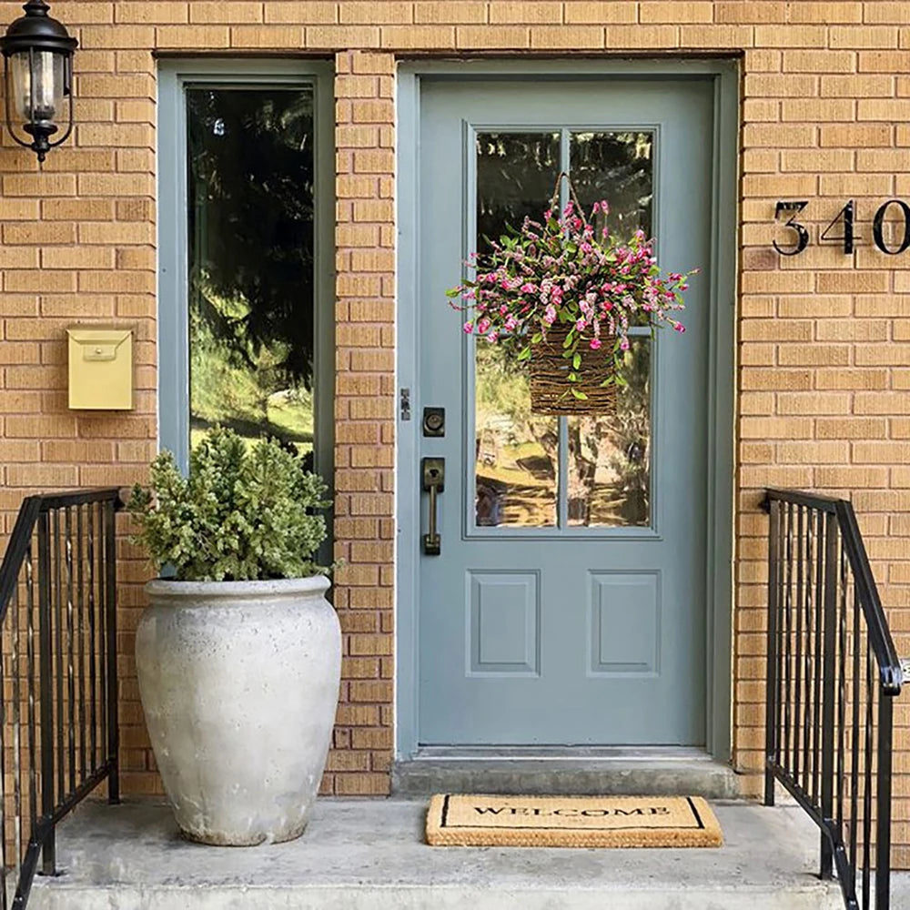 Artificial Flower Wreath Spring Summer Wildflowers Door