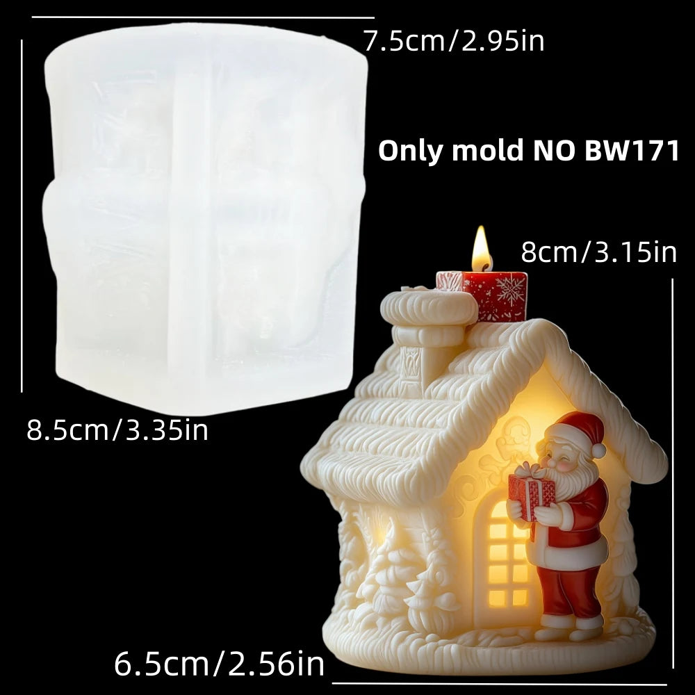 Santa Claus carrying gift relief cylindrical candle silicone