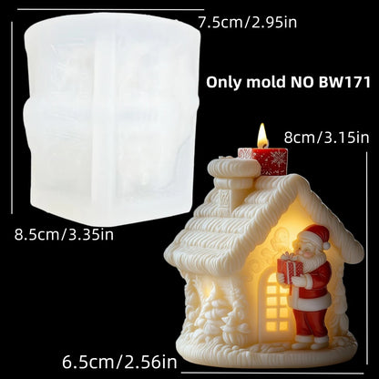 Santa Claus carrying gift relief cylindrical candle silicone