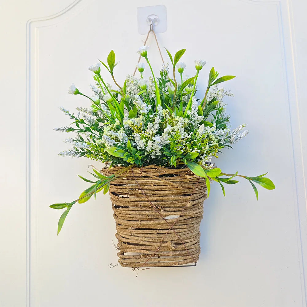 Artificial Flower Wreath Spring Summer Wildflowers Door