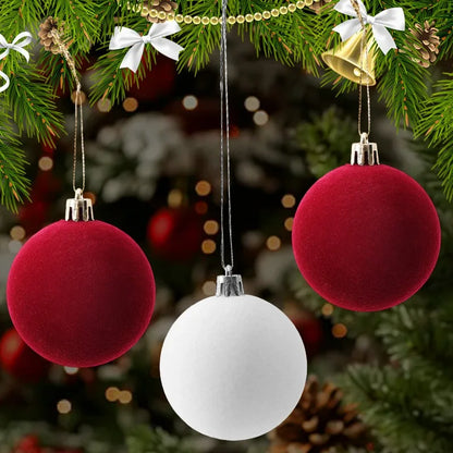 6cm Wine Red Velvet Christmas Balls for Xmas Tree