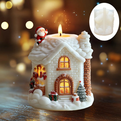 Santa Claus carrying gift relief cylindrical candle silicone