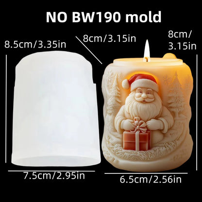 Santa Claus carrying gift relief cylindrical candle silicone