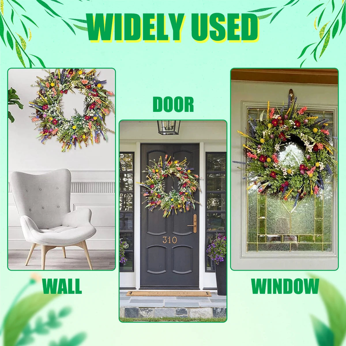 Spring Artificial Flower Wreath Wildflower Floral