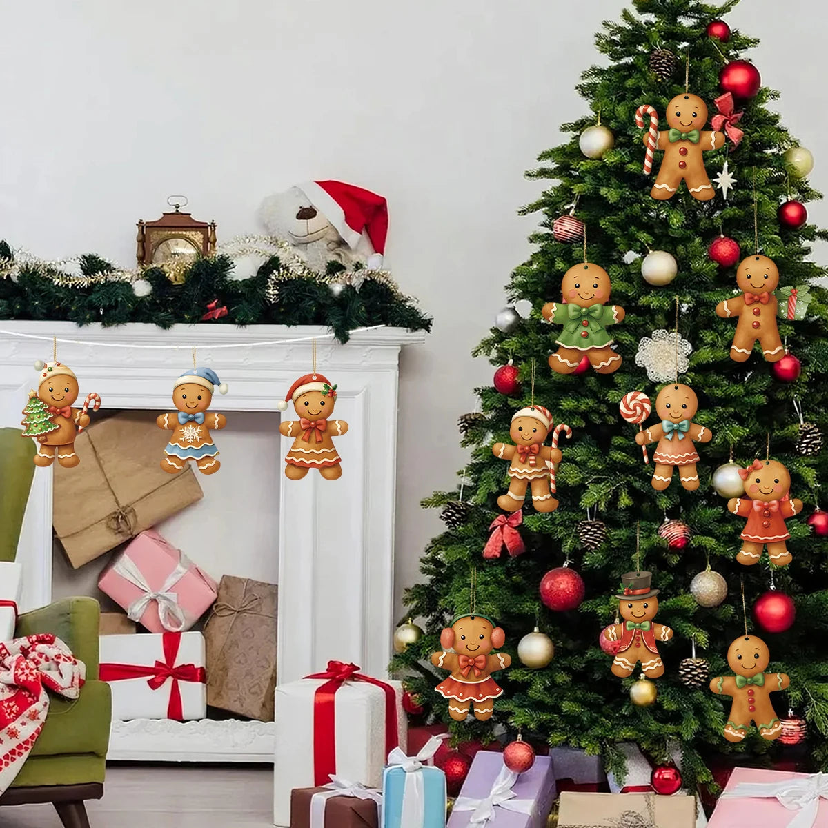 Christmas Wooden Gingerbread Man Pendant Merry