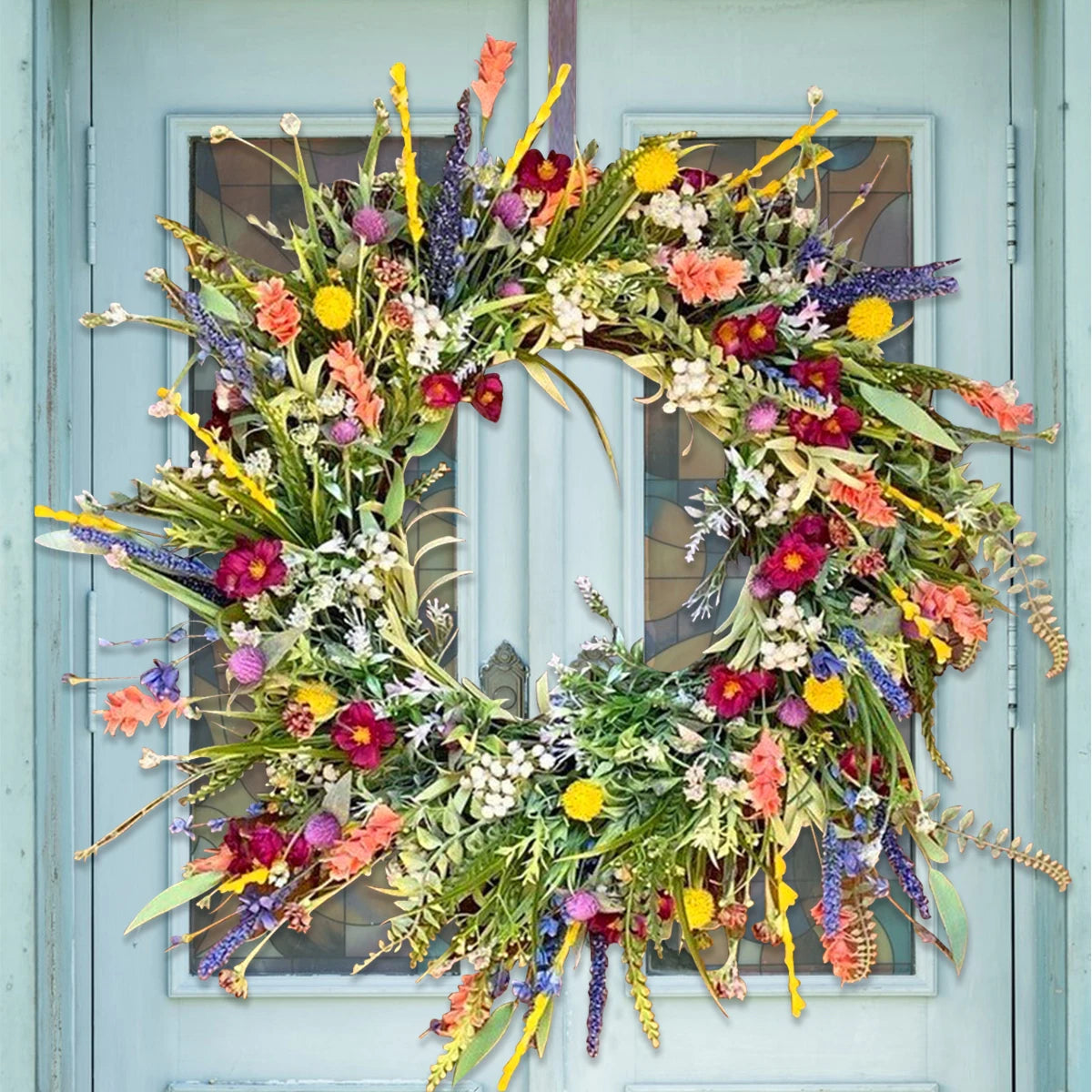 Spring Artificial Flower Wreath Wildflower Floral