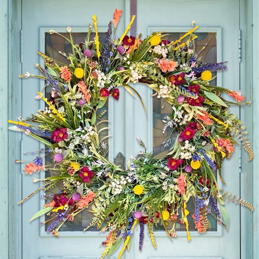 Spring Artificial Flower Wreath Wildflower Floral
