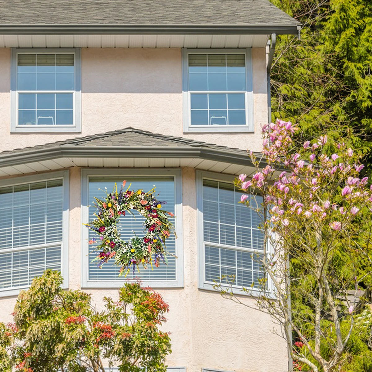 Spring Artificial Flower Wreath Wildflower Floral