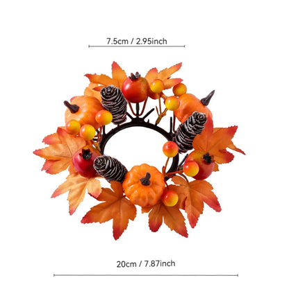 Artificial Maple Leaf Wreath Berry Pumpkin Wreath