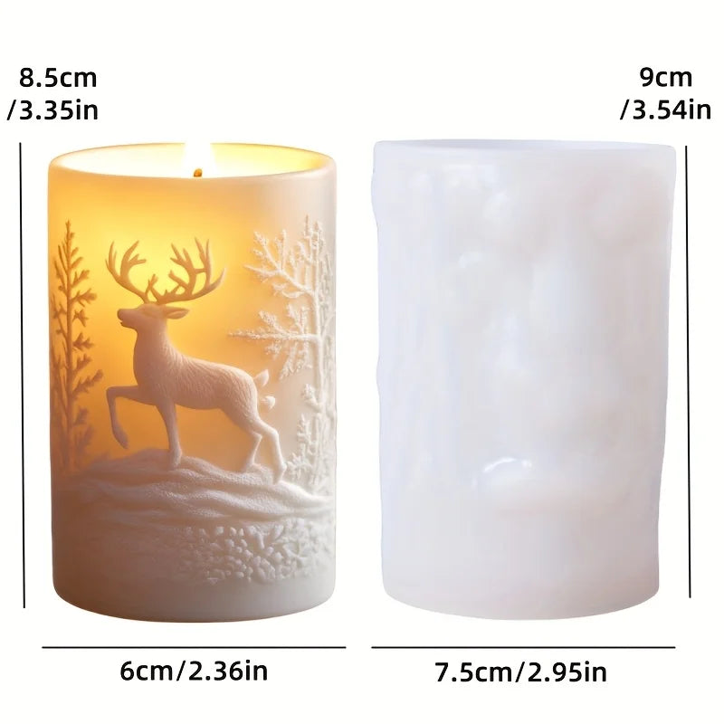 Santa Claus carrying gift relief cylindrical candle silicone